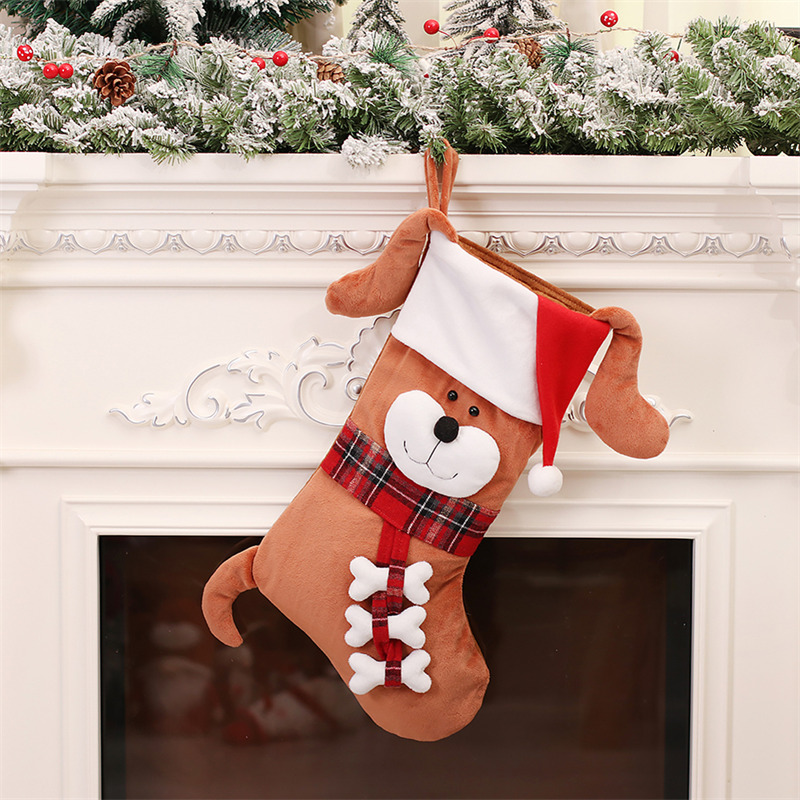 cute cat dog christmas stockings fireplace hanging decoration