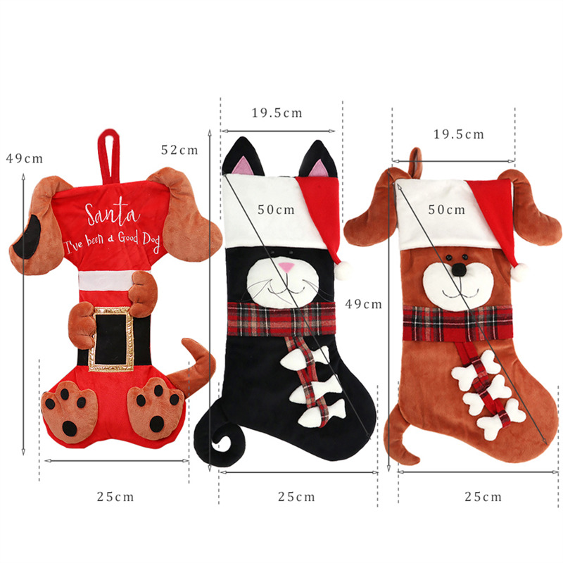 cute cat dog christmas stockings fireplace hanging decoration