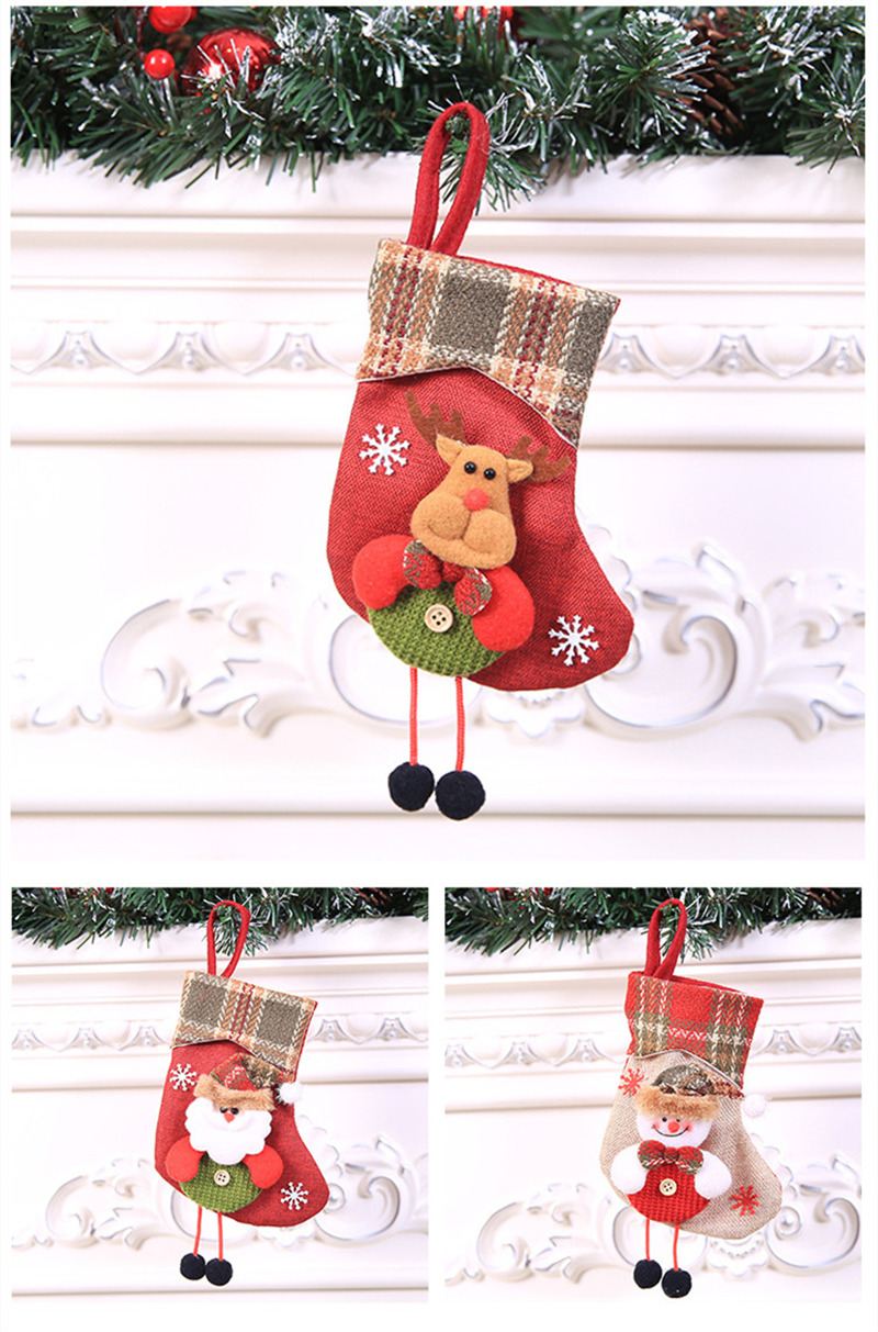 3D lattice collar christmas stockings xmas tree decoration