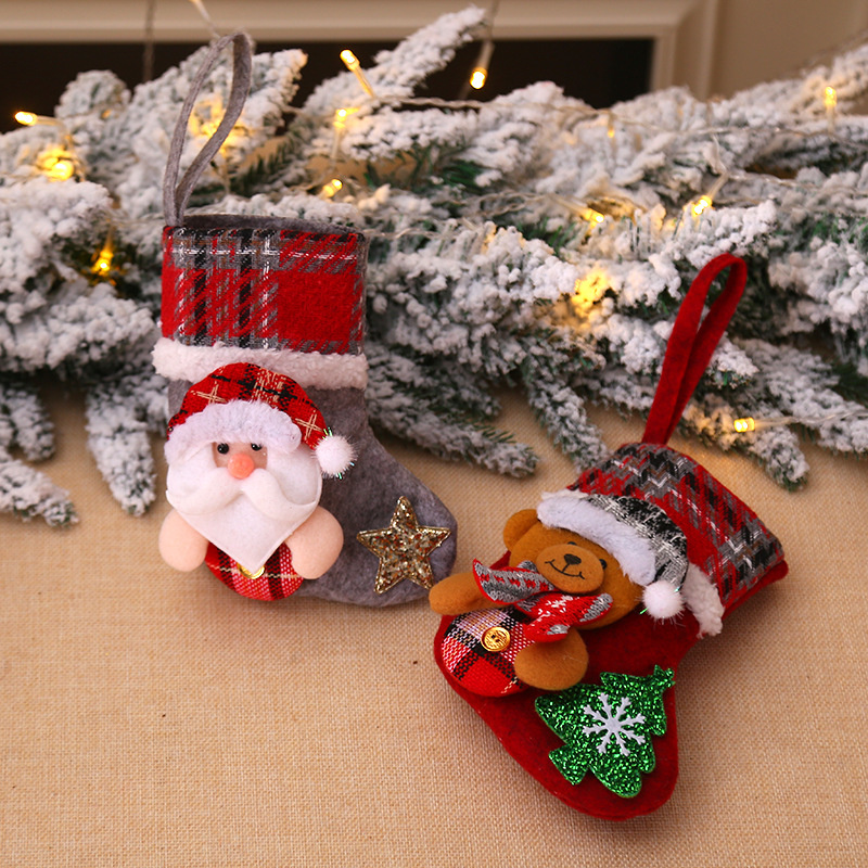 lattice collar classic christmas stockings xmas tree pendant
