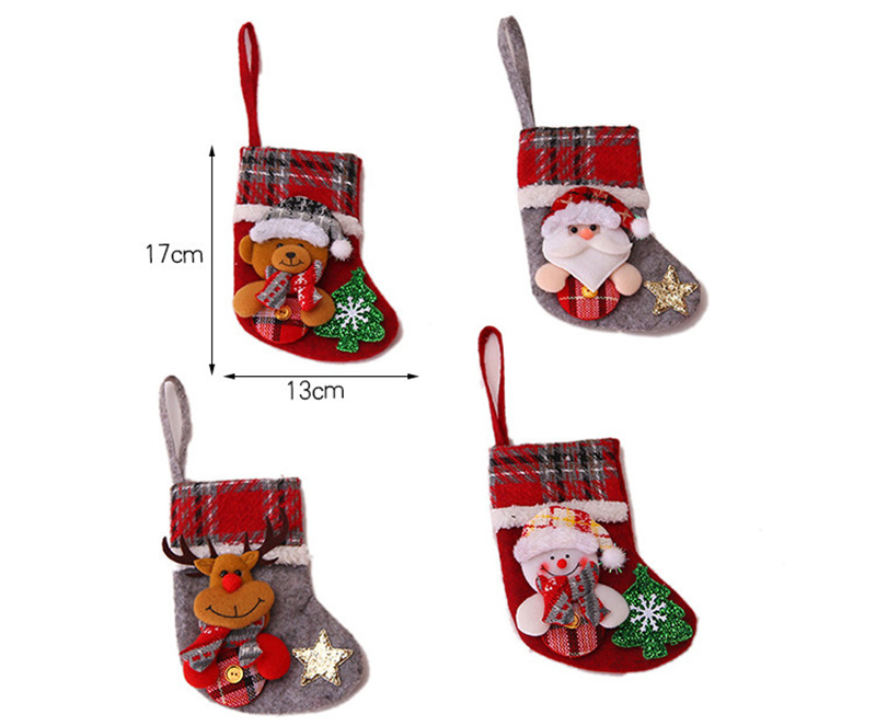 lattice collar classic christmas stockings xmas tree pendant