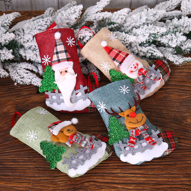 navidad classic christmas stockings xmas tree decoration