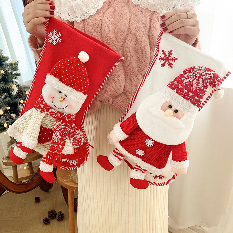 3D classic large christmas stockings xmas decoration