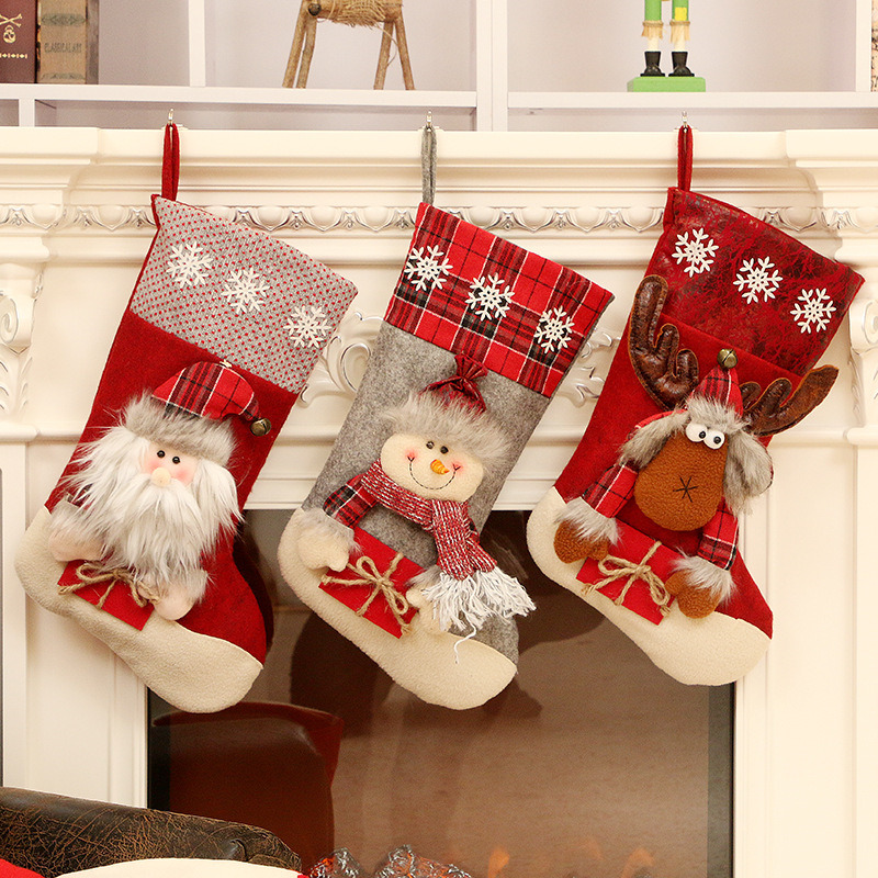 18inch 3D classic christmas stockings xmas tree fireplace decoration