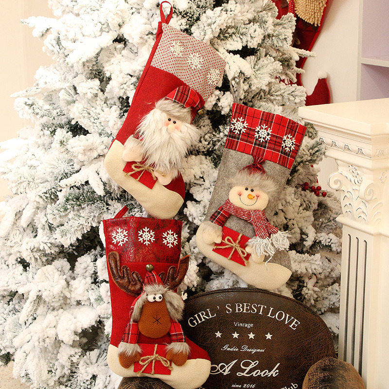18inch 3D classic christmas stockings xmas tree fireplace decoration