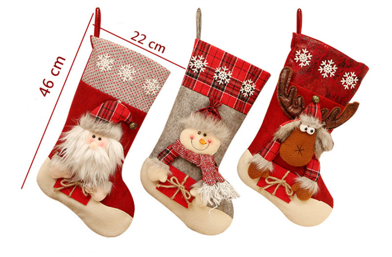 18inch 3D classic christmas stockings xmas tree fireplace decoration