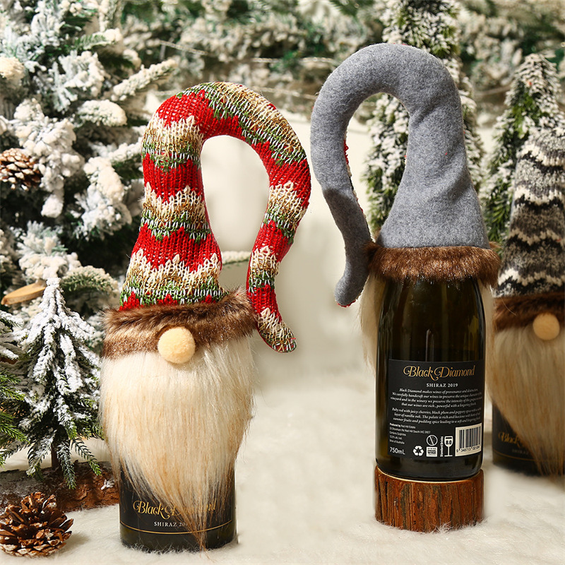 swedish knitted christmas wine bottle cover dress-up decoration