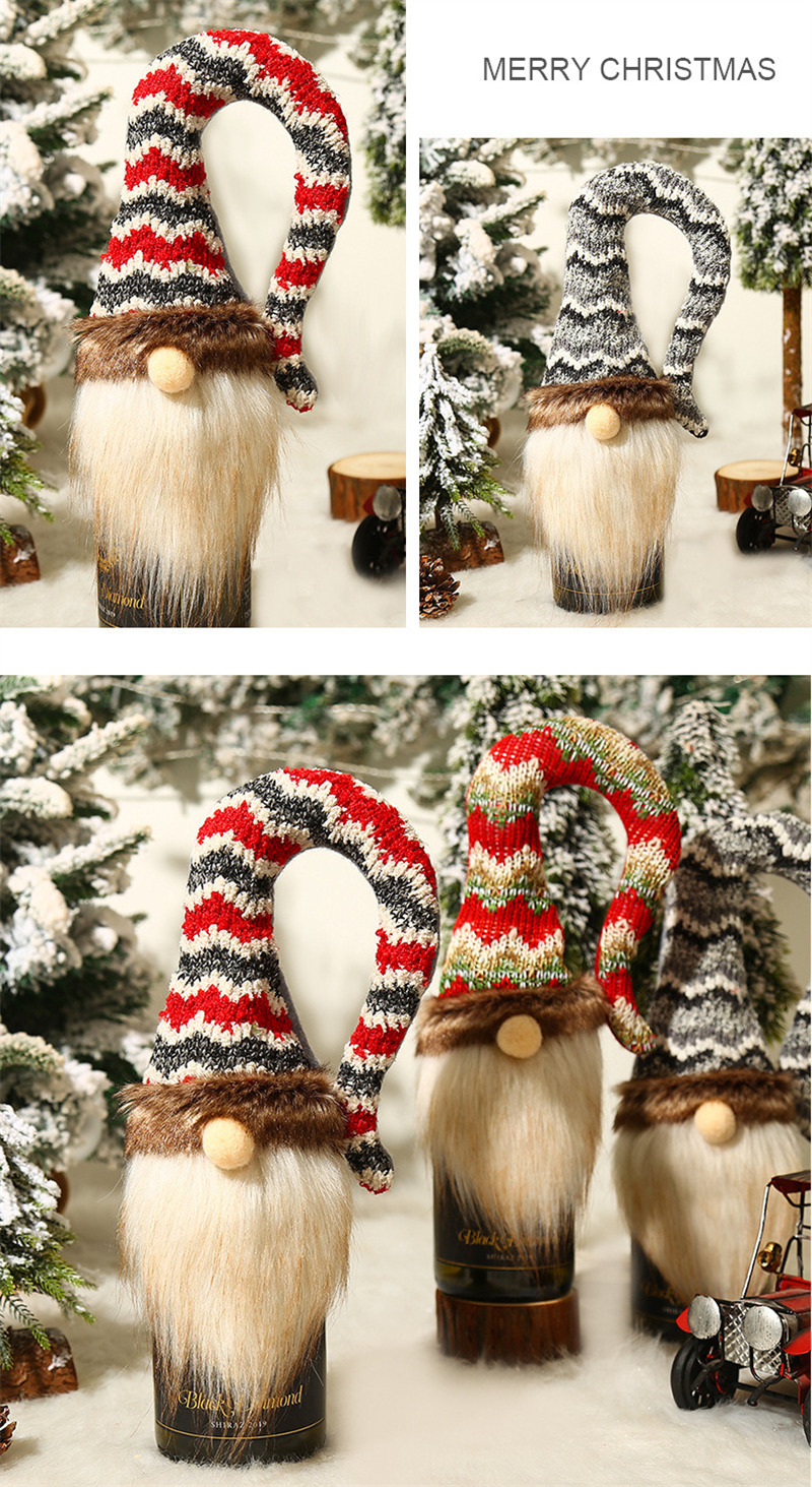 swedish knitted christmas wine bottle cover dress-up decoration