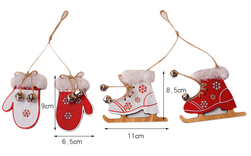 ski skates gloves wooden christmas hanging ornaments