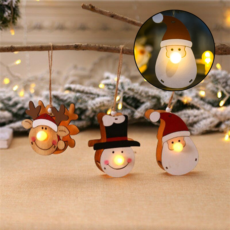 glowing wooden pendant classic christmas tree hanging ornaments