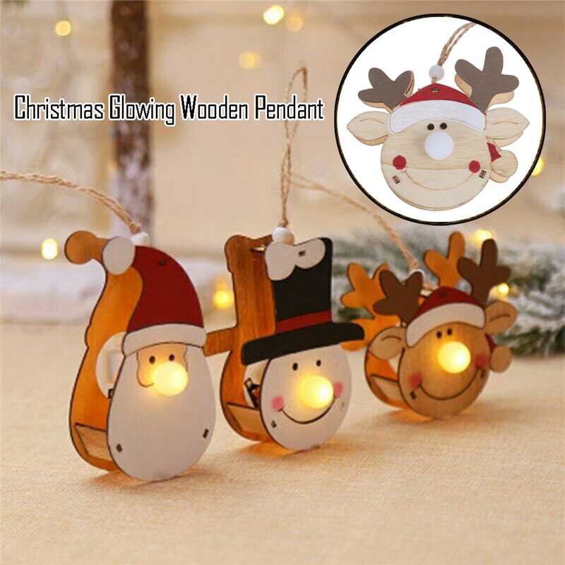 glowing wooden pendant classic christmas tree hanging ornaments