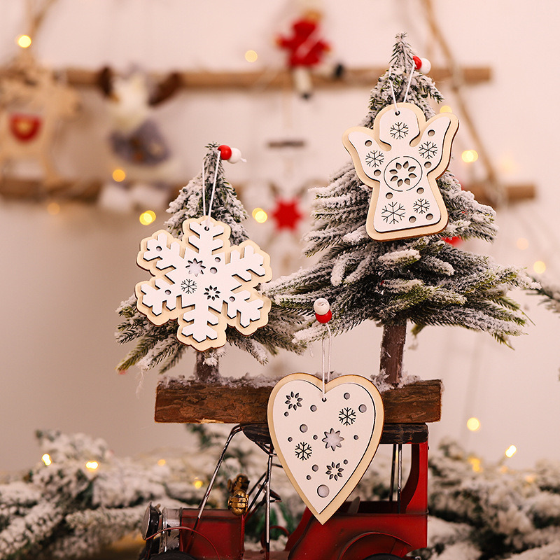 3pc wooden pendant classic christmas hanging ornaments