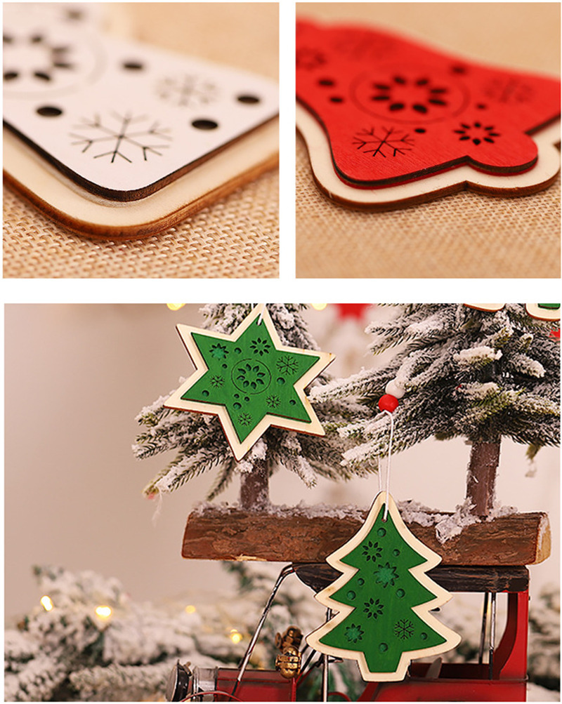 3pc wooden pendant classic christmas hanging ornaments