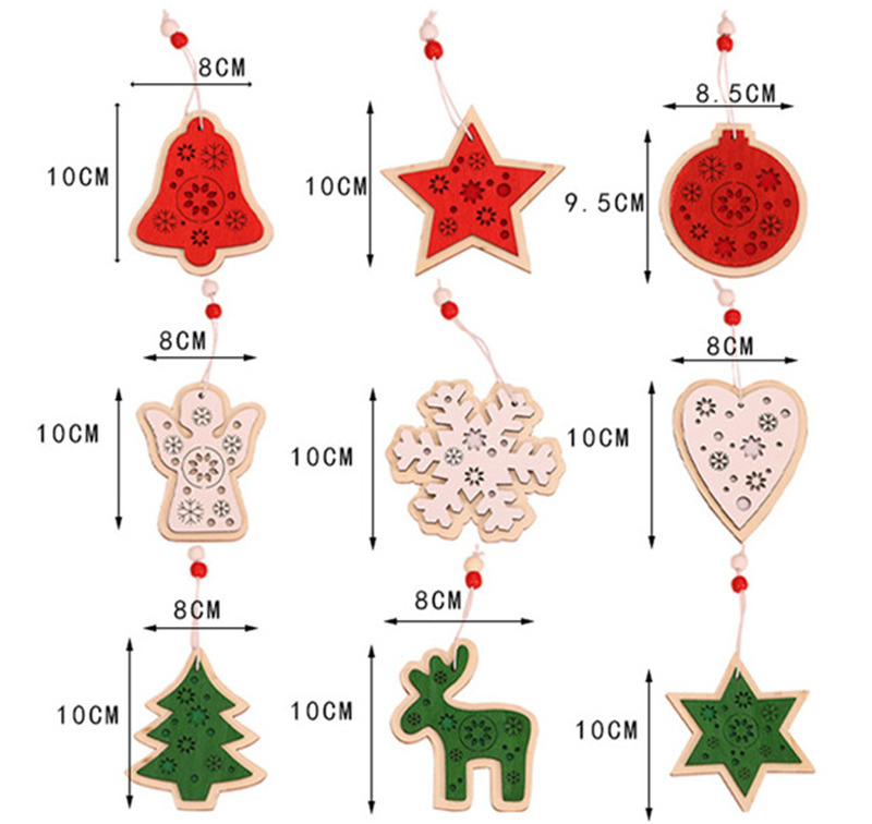 3pc wooden pendant classic christmas hanging ornaments