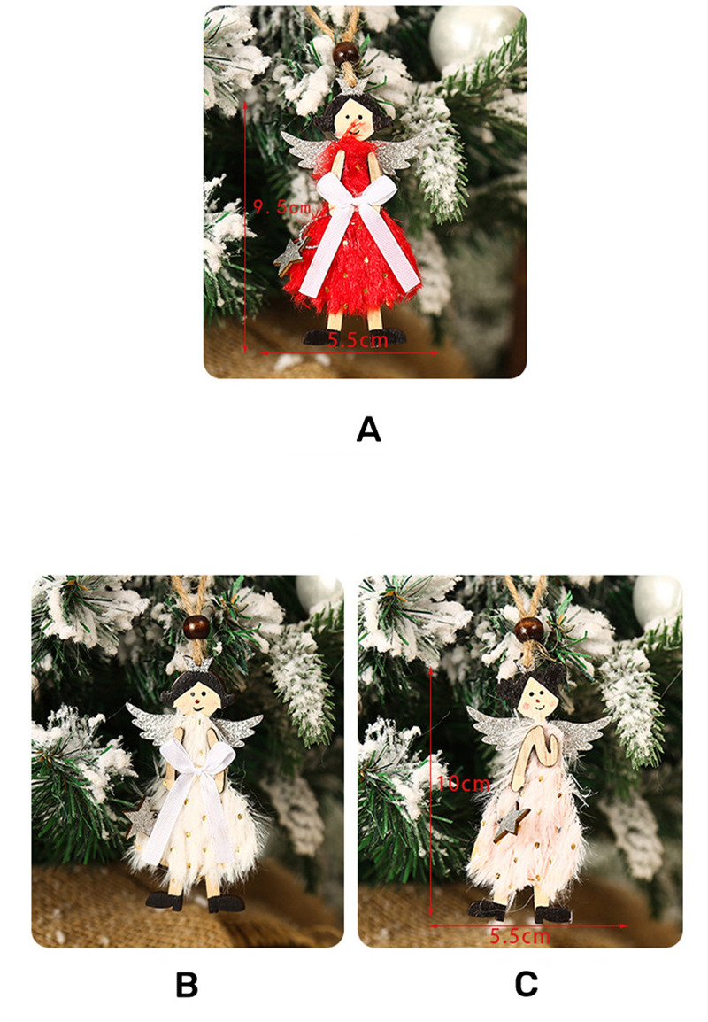 cute angel girl wooden pendant christmas hanging ornaments