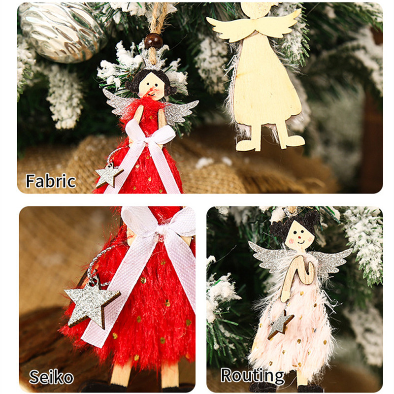 cute angel girl wooden pendant christmas hanging ornaments