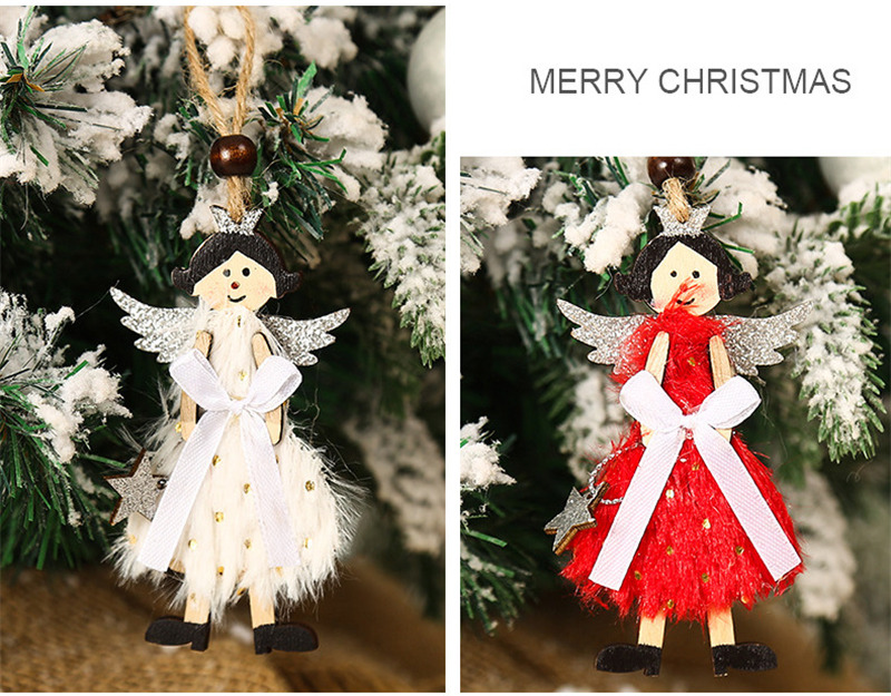 cute angel girl wooden pendant christmas hanging ornaments