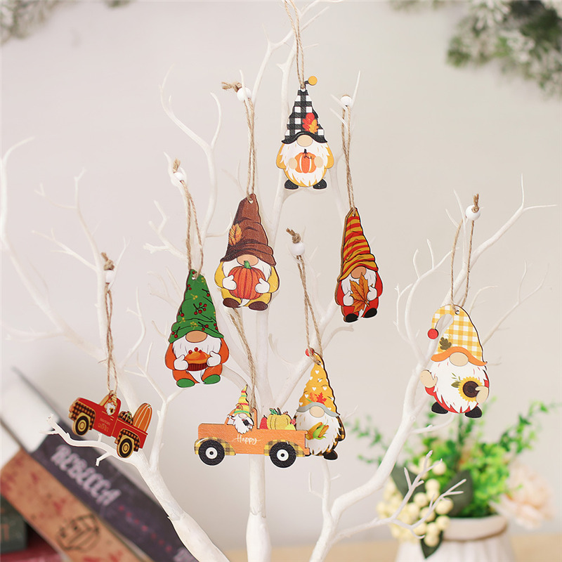 gnome wooden pendant christmas anging decoration set