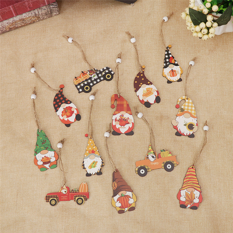 gnome wooden pendant christmas anging decoration set