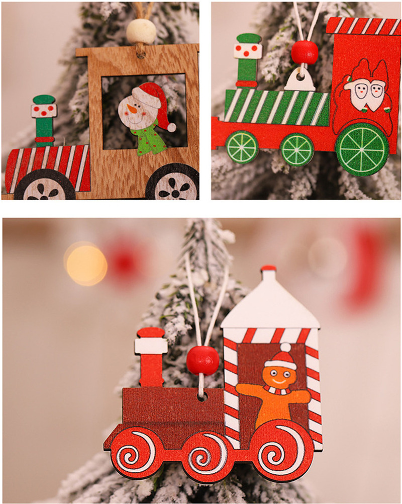 christmas train wooden pendants xmas tree hanging ornaments