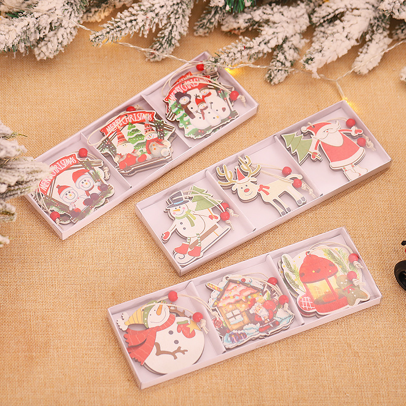 cute cartoon wooden pendants christmas hanging ornaments