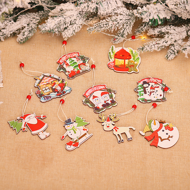 cute cartoon wooden pendants christmas hanging ornaments
