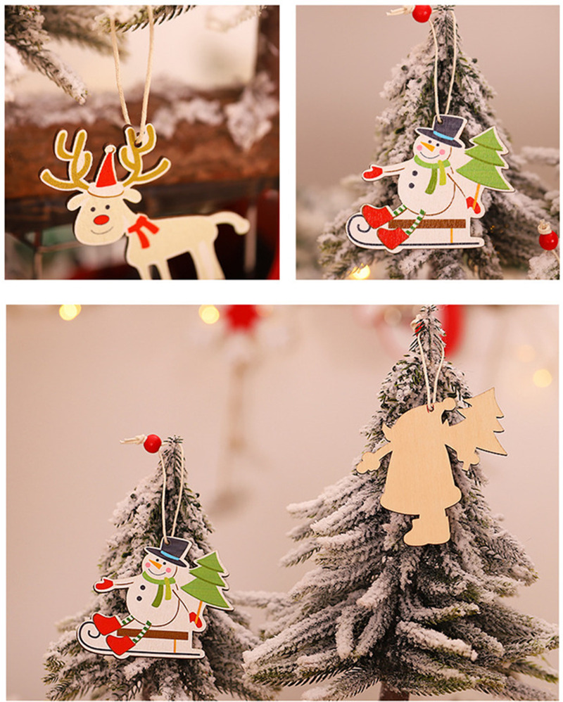 cute cartoon wooden pendants christmas hanging ornaments