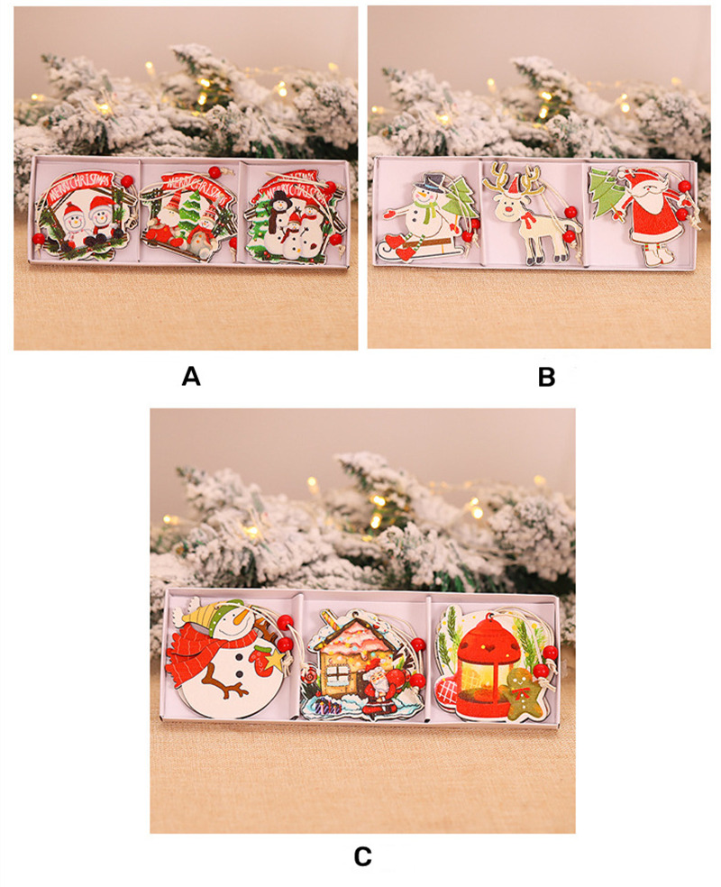 cute cartoon wooden pendants christmas hanging ornaments