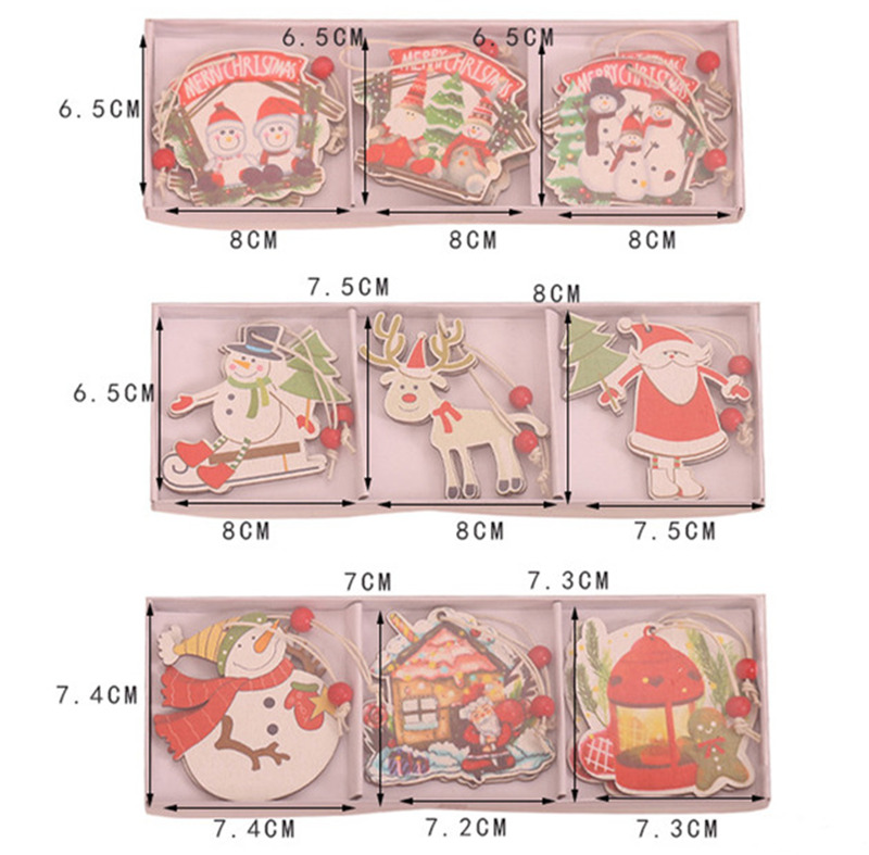 cute cartoon wooden pendants christmas hanging ornaments