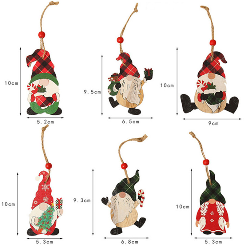 santa gnomes wooden pendants christmas hanging ornaments