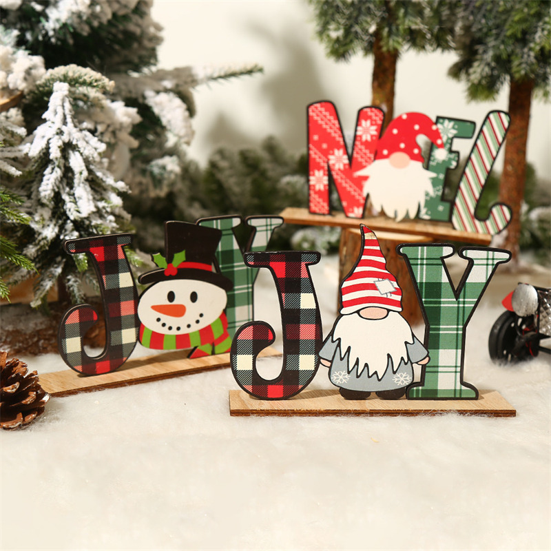 santa snowman noel cute wooden christmas ornaments