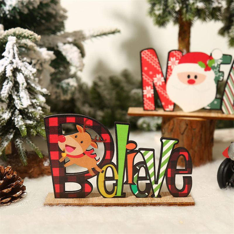 santa snowman noel cute wooden christmas ornaments