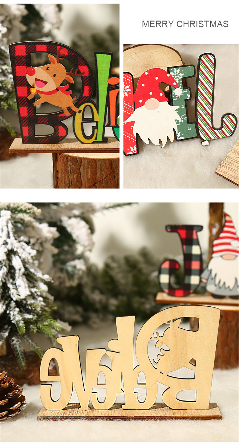 santa snowman noel cute wooden christmas ornaments