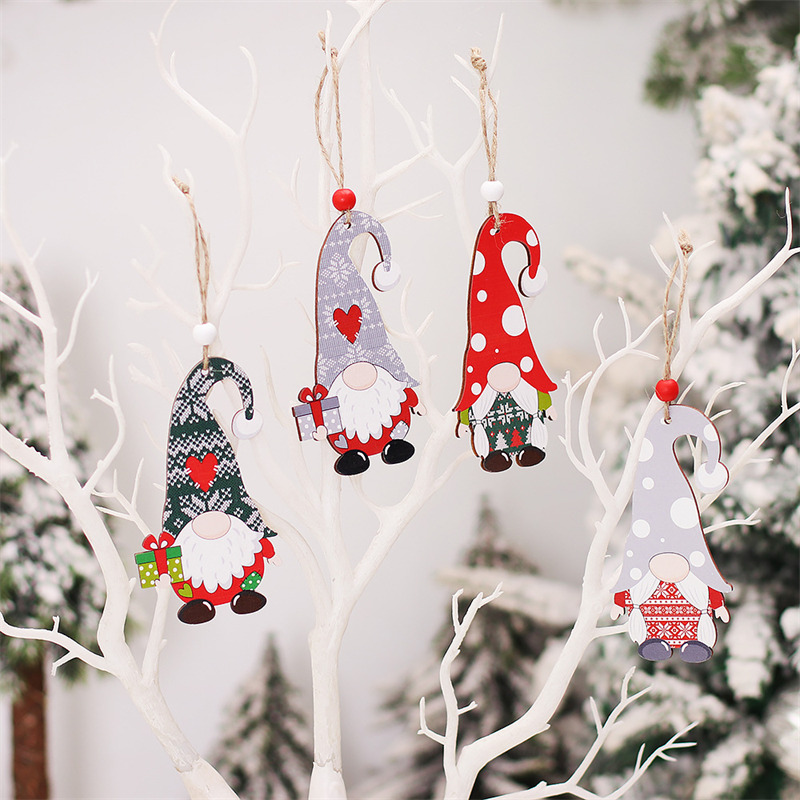 dot hat gnomes wooden pendants christmas hanging ornaments