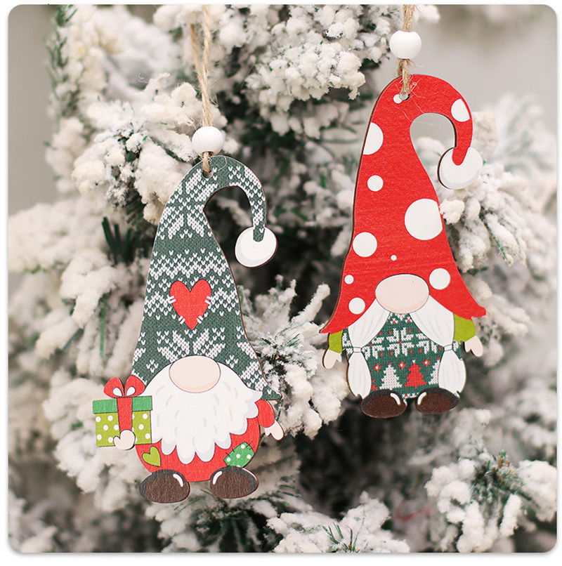 dot hat gnomes wooden pendants christmas hanging ornaments