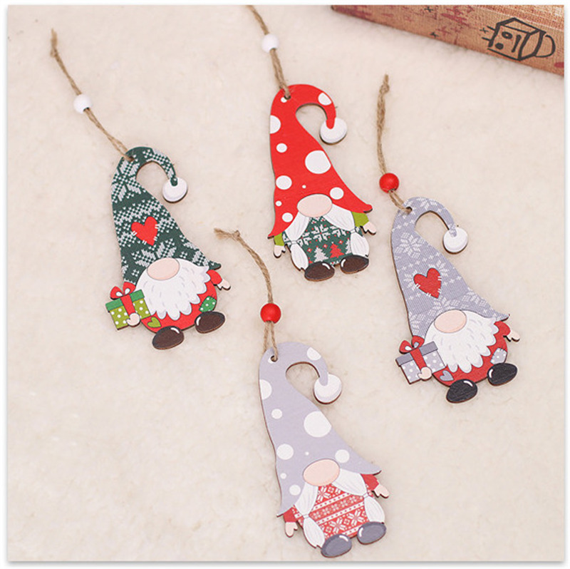 dot hat gnomes wooden pendants christmas hanging ornaments