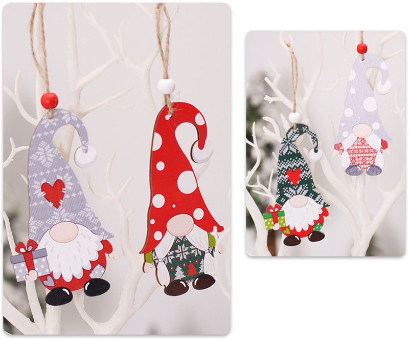 dot hat gnomes wooden pendants christmas hanging ornaments