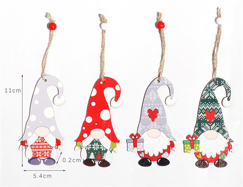 dot hat gnomes wooden pendants christmas hanging ornaments