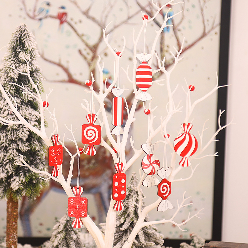 candy wooden pendants christmas tree hanging ornaments