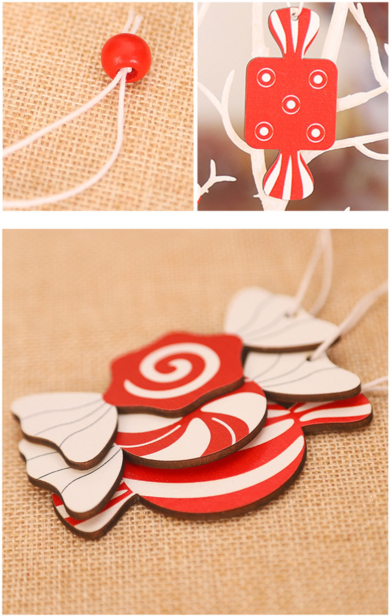 candy wooden pendants christmas tree hanging ornaments