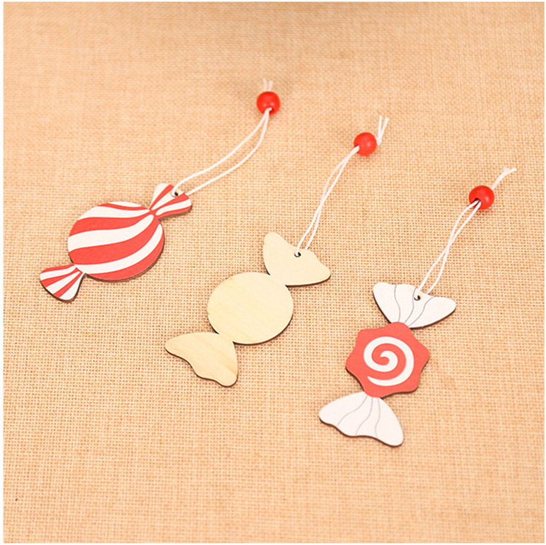 candy wooden pendants christmas tree hanging ornaments