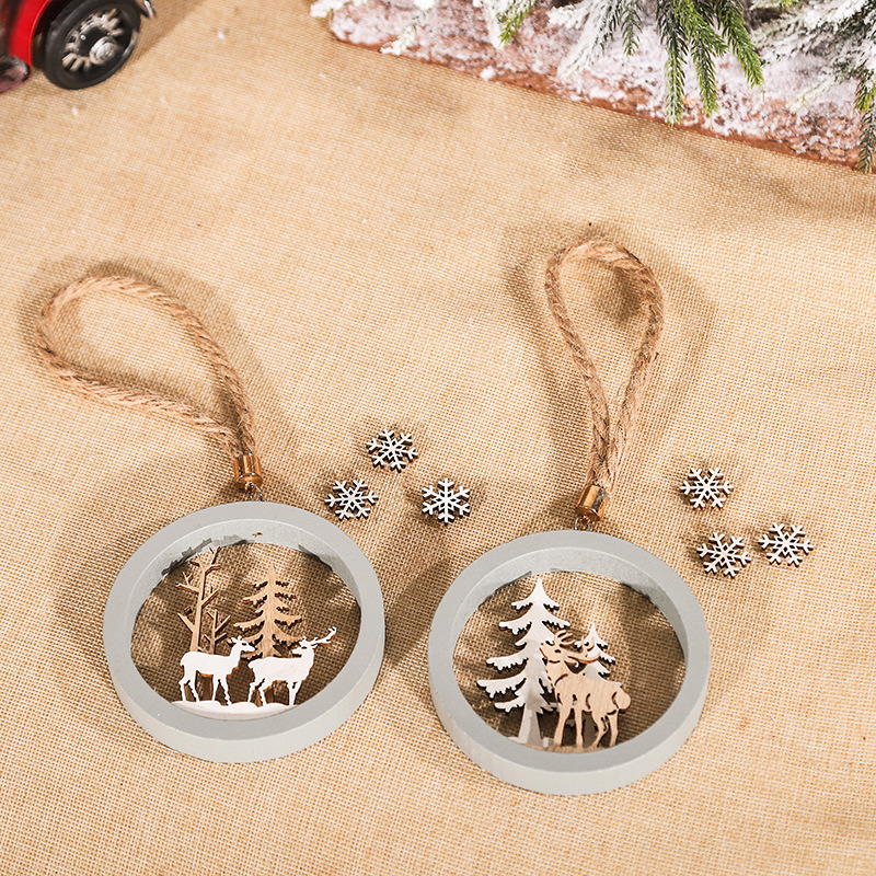 3D elf wooden pendants christmas hanging ornaments