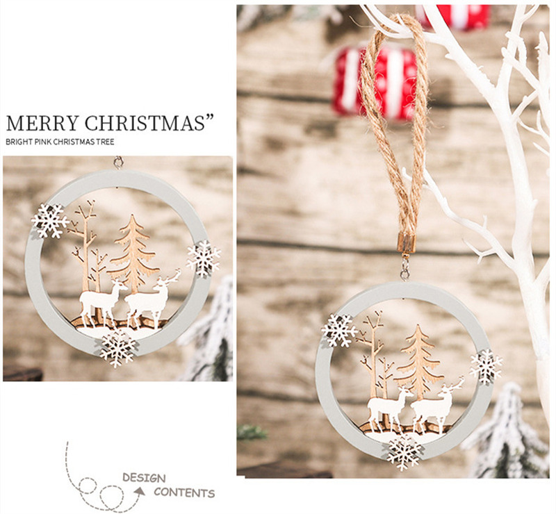 3D elf wooden pendants christmas hanging ornaments
