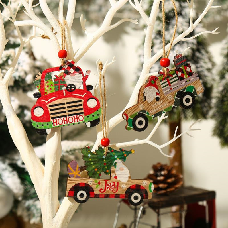 pick up truck wooden pendants christmas hanging ornaments