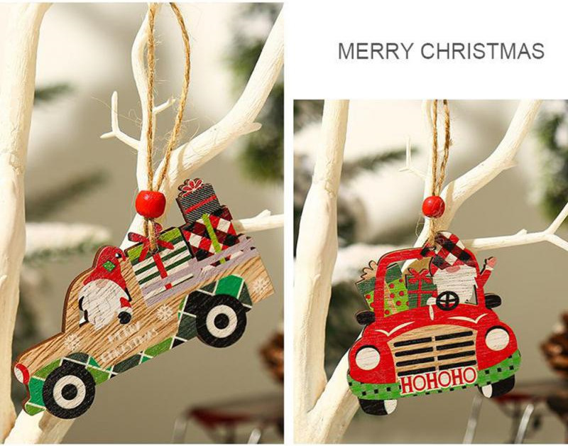 pick up truck wooden pendants christmas hanging ornaments