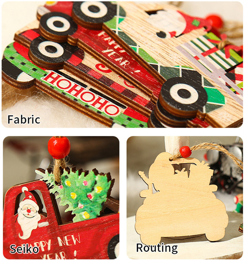 pick up truck wooden pendants christmas hanging ornaments