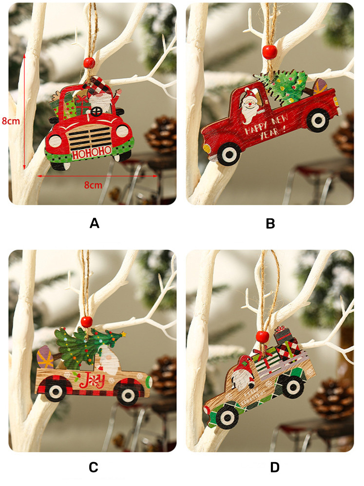 pick up truck wooden pendants christmas hanging ornaments