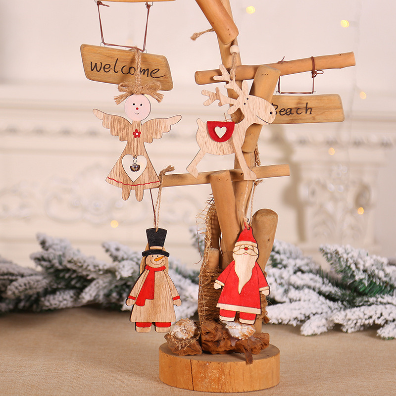 classic xmas wooden pendants christmas tree hanging ornament