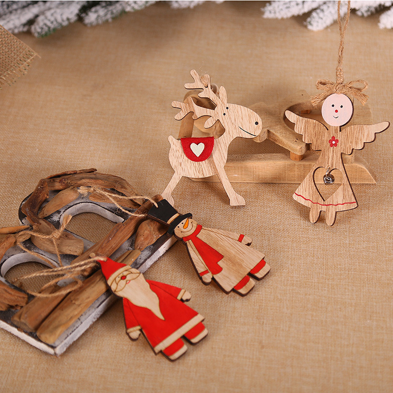 classic xmas wooden pendants christmas tree hanging ornament