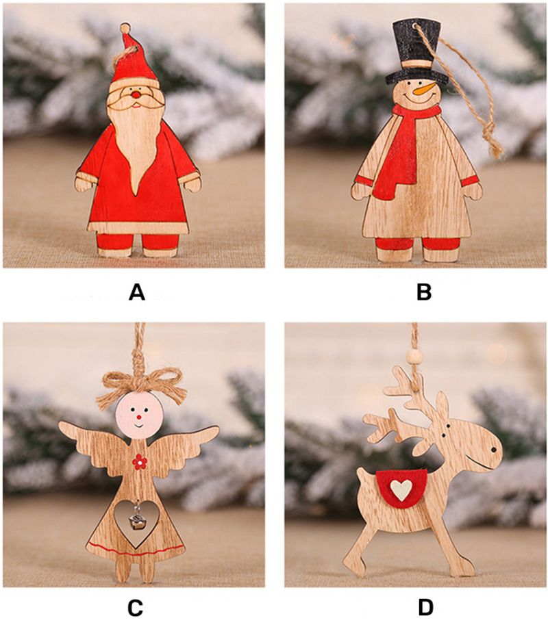 classic xmas wooden pendants christmas tree hanging ornament